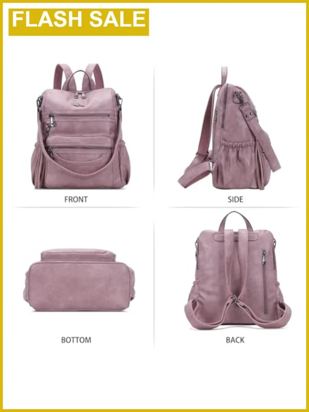 PU Leather Women's Backpack Purse - Casual Laptop Shoulder Bag Travel